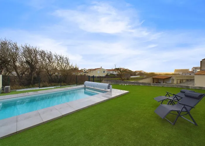 A 350m De La Plage, Maison Pour 7 Avec Piscine 別荘 ブルティニョール・シュル・メール